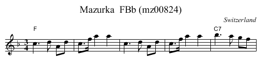 Mazurka  FBb (mz00824) - staff notation