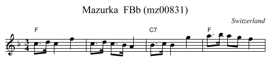 Mazurka  FBb (mz00831) - staff notation