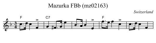 Mazurka FBb (mz02163) - staff notation