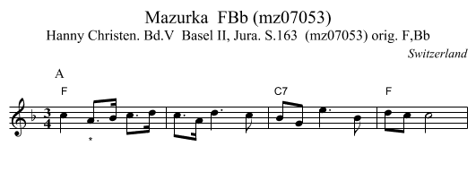 Mazurka  FBb (mz07053) - staff notation