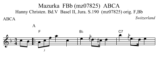 Mazurka  FBb (mz07825)  ABCA - staff notation