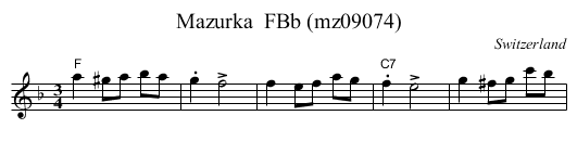 Mazurka  FBb (mz09074) - staff notation