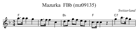 Mazurka  FBb (mz09135) - staff notation