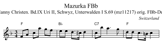 Mazurka FBb - staff notation