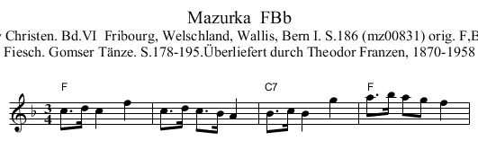 Mazurka  FBb - staff notation