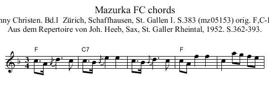 Mazurka FC chords - staff notation