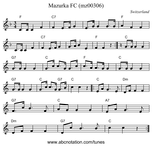 Mazurka FC (mz00306) - staff notation