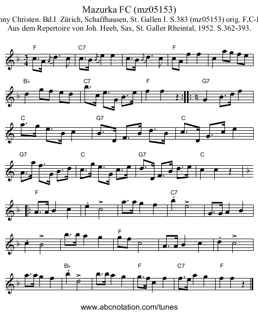 Mazurka FC (mz05153) - staff notation