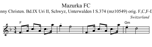 Mazurka FC - staff notation