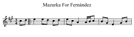 Mazurka For Fernández - staff notation