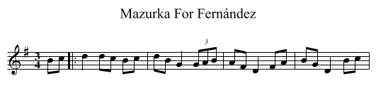 Mazurka For Fernández - staff notation