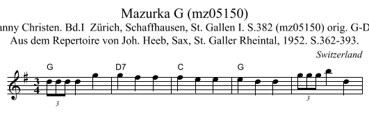 Mazurka G (mz05150) - staff notation
