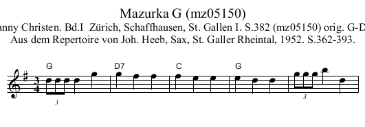 Mazurka G (mz05150) - staff notation