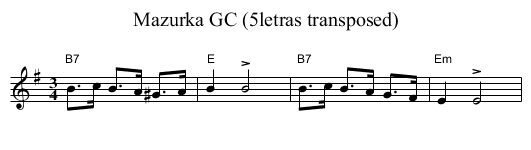 Mazurka GC (5letras transposed) - staff notation