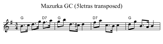Mazurka GC (5letras transposed) - staff notation