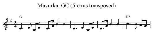 Mazurka  GC (5letras transposed) - staff notation