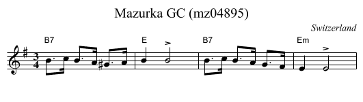 Mazurka GC (mz04895) - staff notation
