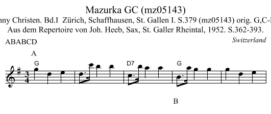 Mazurka GC (mz05143) - staff notation