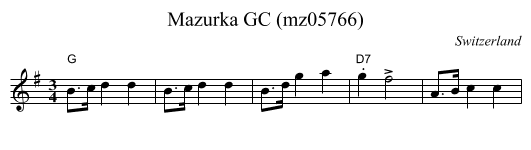 Mazurka GC (mz05766) - staff notation
