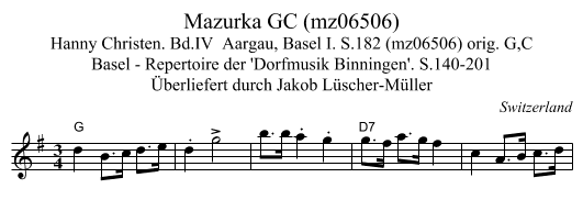 Mazurka GC (mz06506) - staff notation