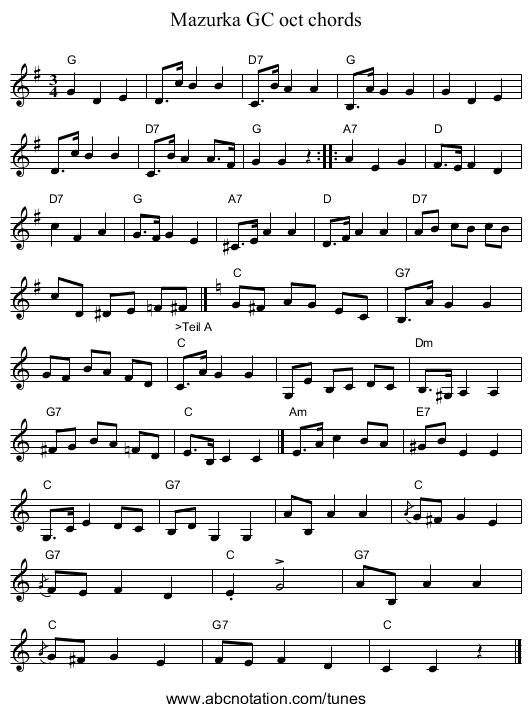 Mazurka GC oct chords - staff notation