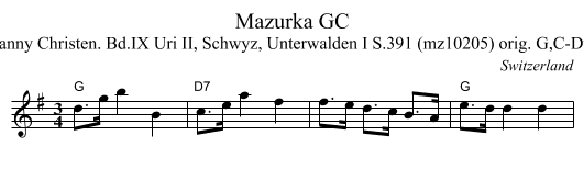 Mazurka GC - staff notation