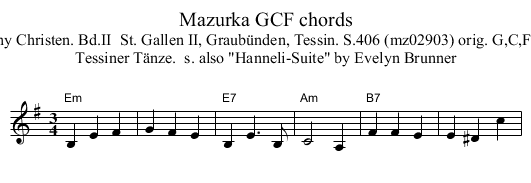 Mazurka GCF chords - staff notation