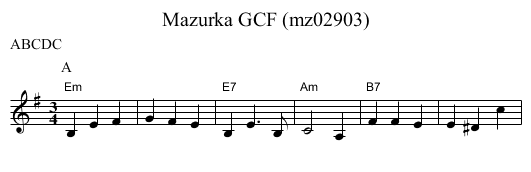 Mazurka GCF (mz02903) - staff notation