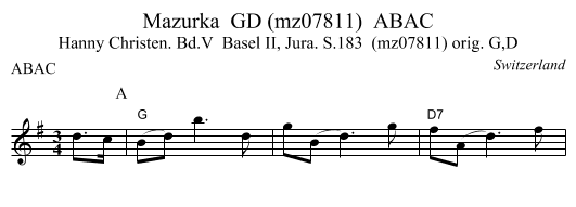 Mazurka  GD (mz07811)  ABAC - staff notation