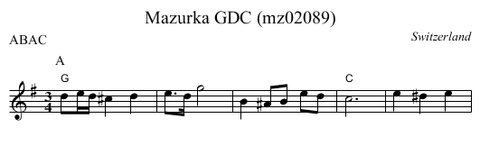 Mazurka GDC (mz02089) - staff notation