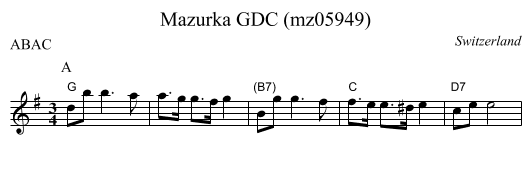 Mazurka GDC (mz05949) - staff notation