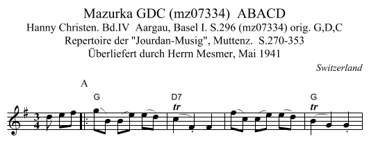 Mazurka GDC (mz07334)  ABACD - staff notation