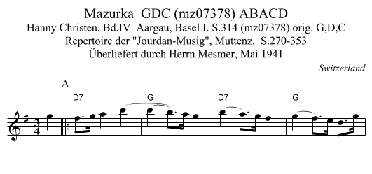 Mazurka  GDC (mz07378) ABACD - staff notation