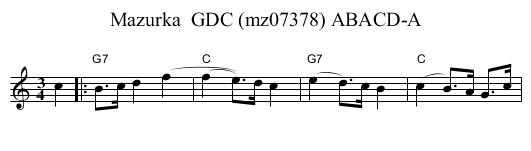 Mazurka  GDC (mz07378) ABACD-A - staff notation