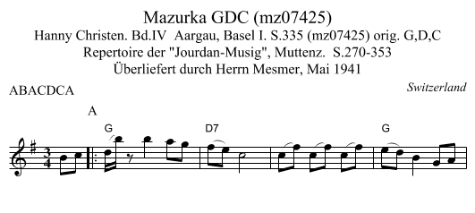 Mazurka GDC (mz07425) - staff notation