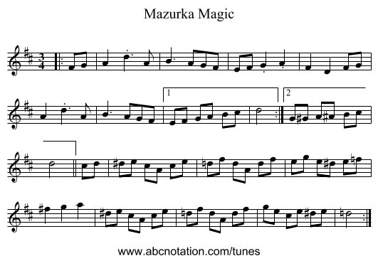 Mazurka Magic - staff notation