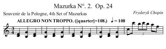 Mazurka N°. 2.	 Op. 24 - staff notation