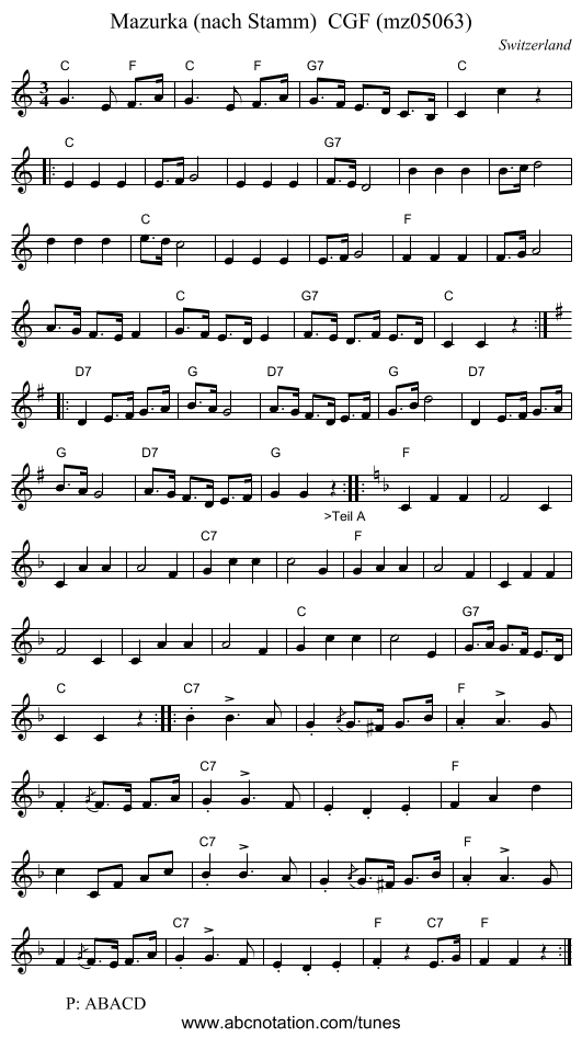 Mazurka (nach Stamm) CGF (mz05063) - staff notation