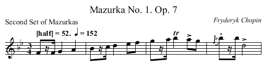 Mazurka No. 1.	Op. 7 - staff notation