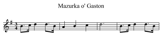 Mazurka o' Gaston - staff notation