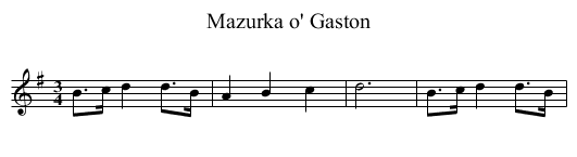 Mazurka o' Gaston - staff notation