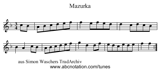 Mazurka - staff notation