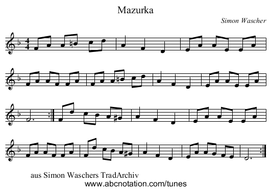 Mazurka - staff notation