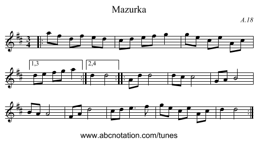 Mazurka - staff notation