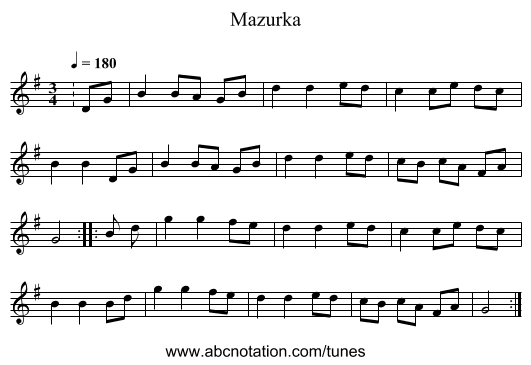 Mazurka - staff notation