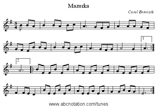 Mazurka - staff notation