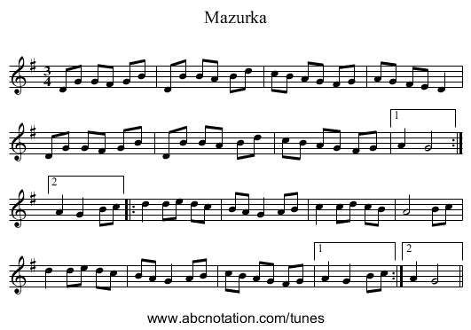 Mazurka - staff notation