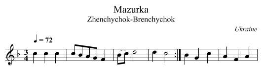 Mazurka - staff notation