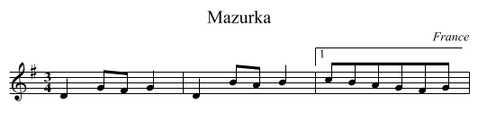 Mazurka - staff notation