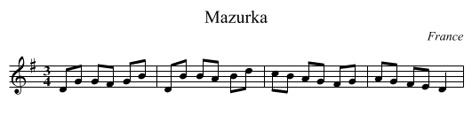 Mazurka - staff notation